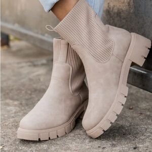 Pink Lily Taupe Ankle Boots